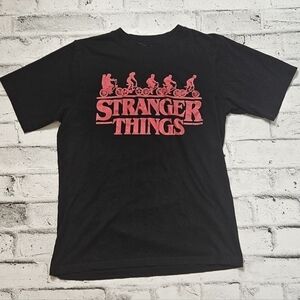 Stranger Things Graphic Tee Black Red Logo Size Large